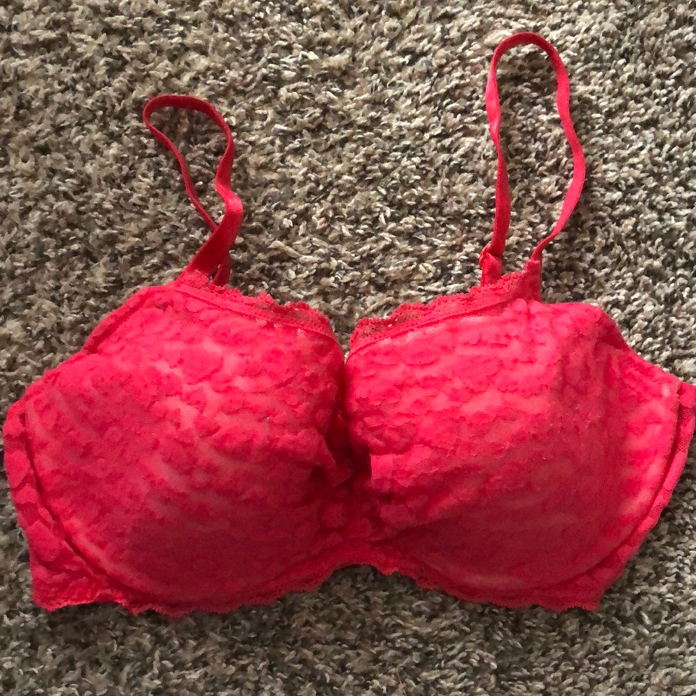Sexy red hearts bra